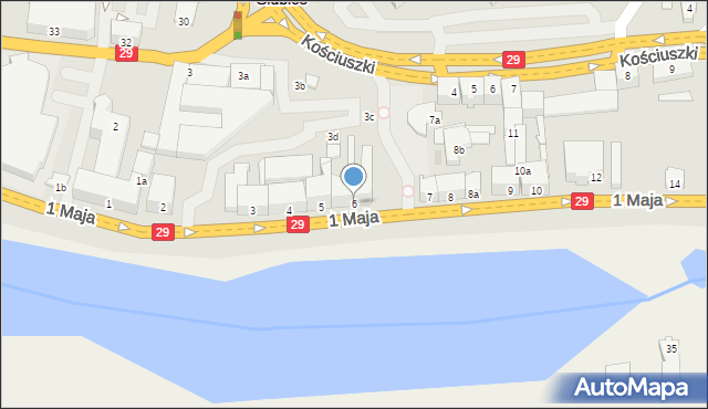 Słubice, 1 Maja, 6, mapa Słubice