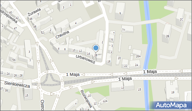Sosnowiec, 1 Maja, 16, mapa Sosnowca