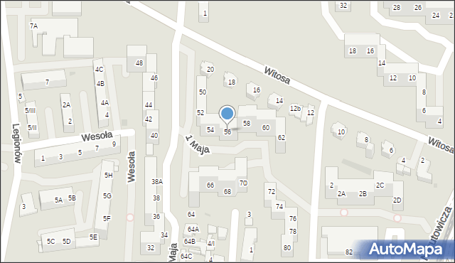 Sosnowiec, 1 Maja, 56, mapa Sosnowca