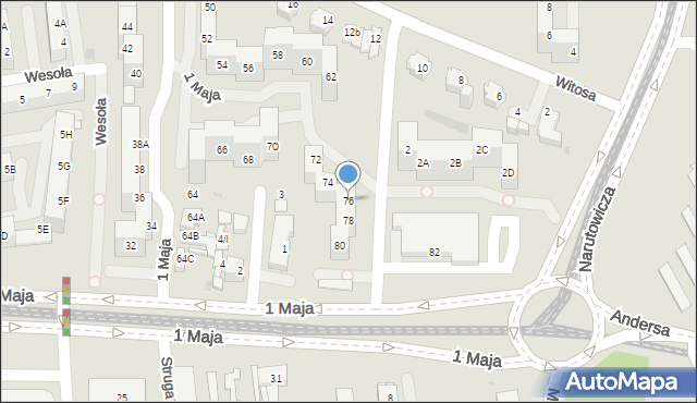 Sosnowiec, 1 Maja, 76, mapa Sosnowca