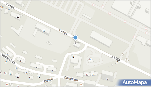 Starachowice, 1 Maja, 9, mapa Starachowic