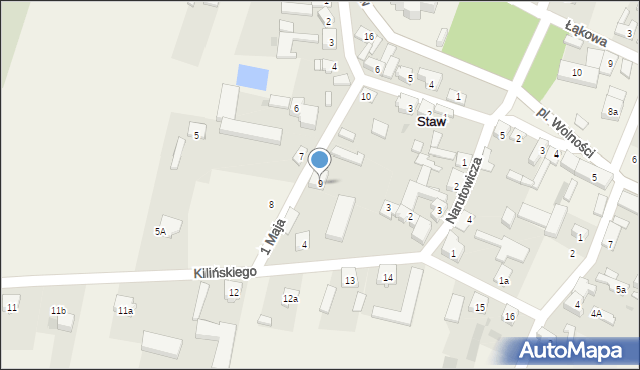 Staw, 1 Maja, 9, mapa Staw