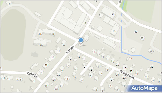 Strzyżów, 1 Maja, 3a, mapa Strzyżów