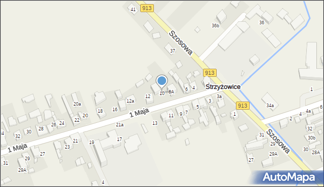 Strzyżowice, 1 Maja, 10, mapa Strzyżowice