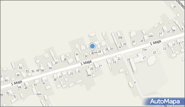 Strzyżowice, 1 Maja, 30, mapa Strzyżowice