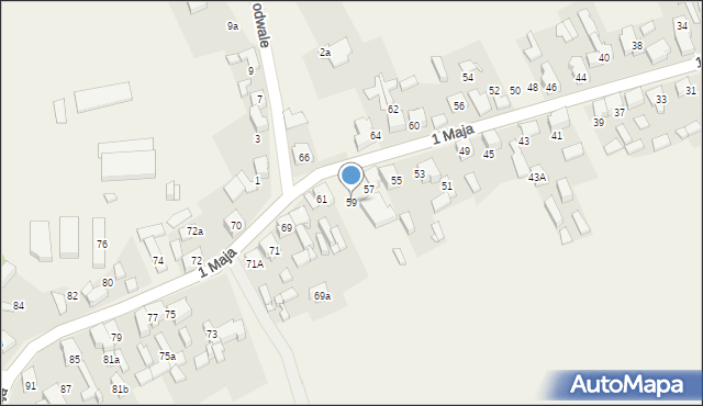 Strzyżowice, 1 Maja, 59, mapa Strzyżowice