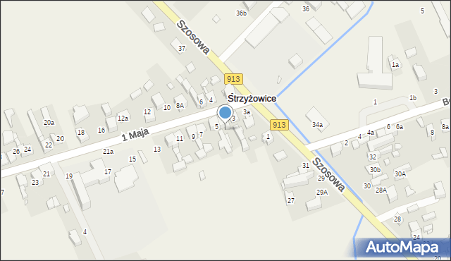 Strzyżowice, 1 Maja, 5a, mapa Strzyżowice