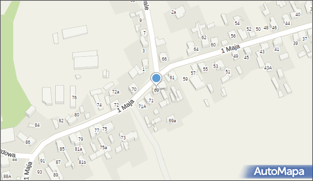 Strzyżowice, 1 Maja, 69, mapa Strzyżowice