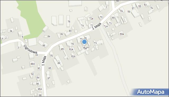 Strzyżowice, 1 Maja, 75a, mapa Strzyżowice