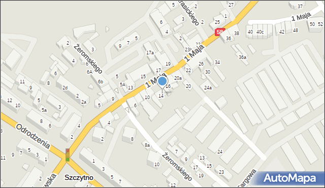 Szczytno, 1 Maja, 14a, mapa Szczytno