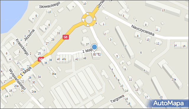 Szczytno, 1 Maja, 50, mapa Szczytno