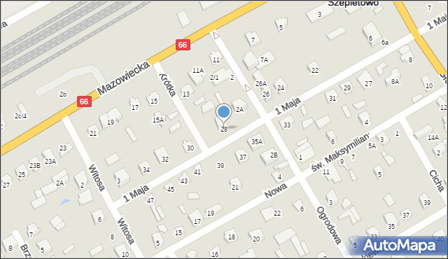 Szepietowo, 1 Maja, 28, mapa Szepietowo