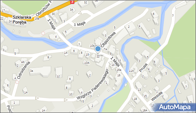 Szklarska Poręba, 1 Maja, 12, mapa Szklarska Poręba