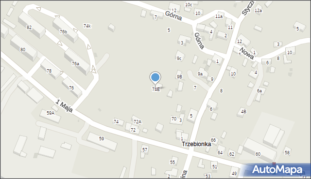 Trzebinia, 1 Maja, 74E, mapa Trzebinia