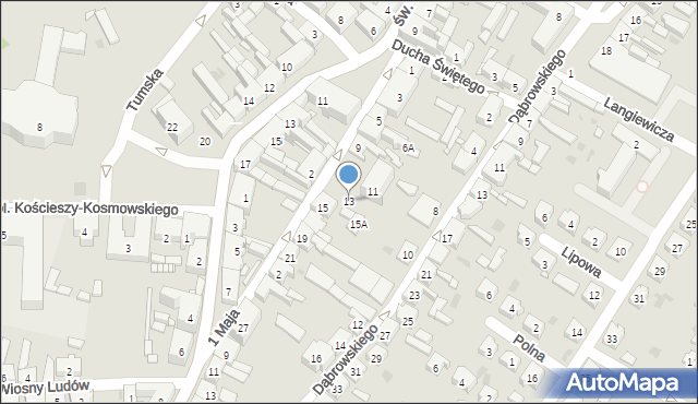 Trzemeszno, 1 Maja, 13, mapa Trzemeszno