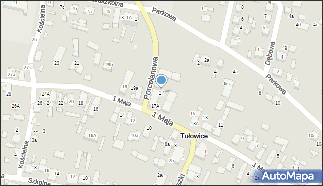 Tułowice, 1 Maja, 17, mapa Tułowice