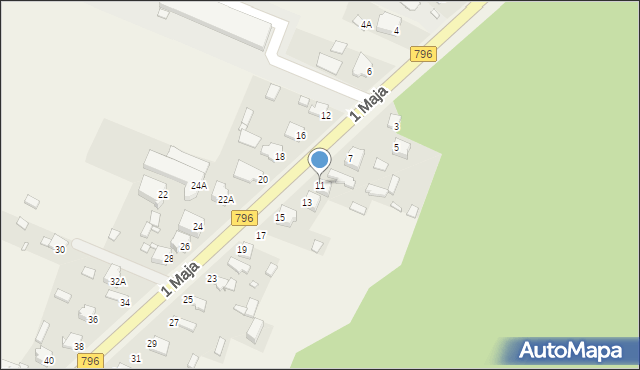 Turza, 1 Maja, 11, mapa Turza