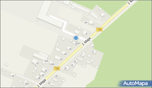 Turza, 1 Maja, 12, mapa Turza