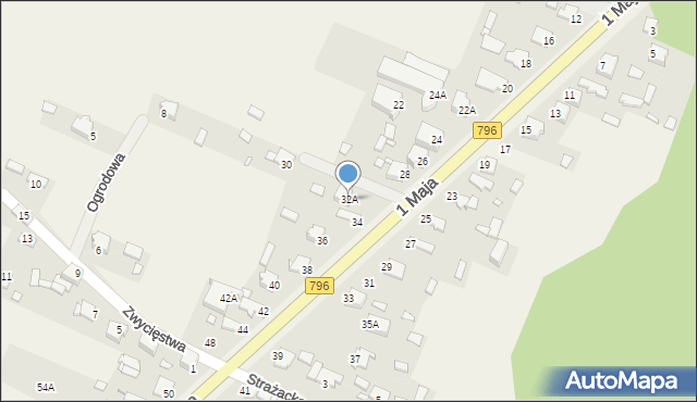 Turza, 1 Maja, 32A, mapa Turza