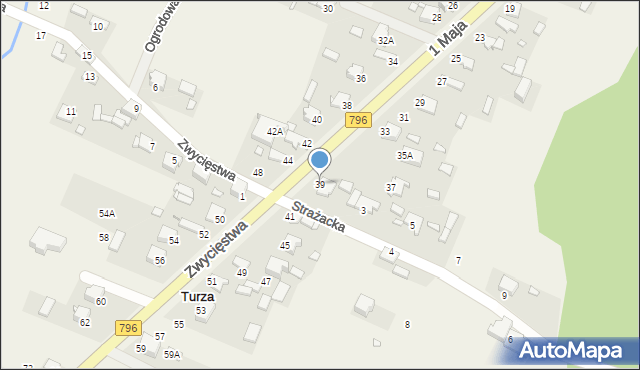 Turza, 1 Maja, 39, mapa Turza
