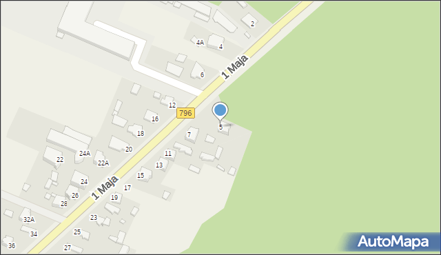 Turza, 1 Maja, 5, mapa Turza