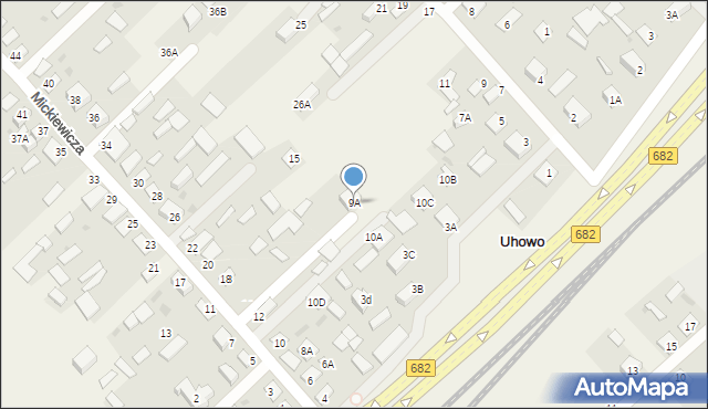 Uhowo, 1 Maja, 9A, mapa Uhowo