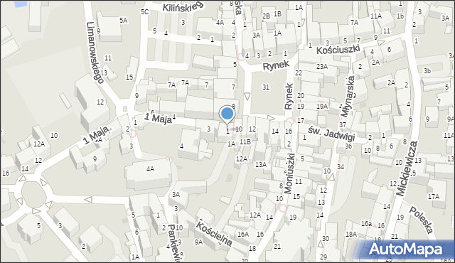 Wałbrzych, 1 Maja, 1, mapa Wałbrzycha