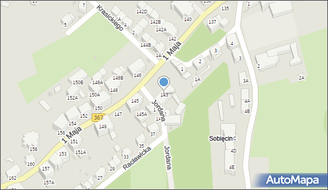 Wałbrzych, 1 Maja, 143, mapa Wałbrzycha