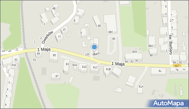 Wałbrzych, 1 Maja, 98A, mapa Wałbrzycha