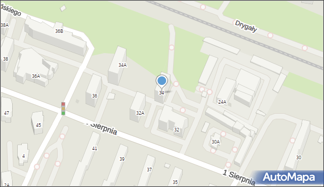 Warszawa, 1 Sierpnia, 34, mapa Warszawy