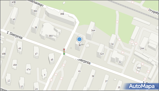 Warszawa, 1 Sierpnia, 36, mapa Warszawy