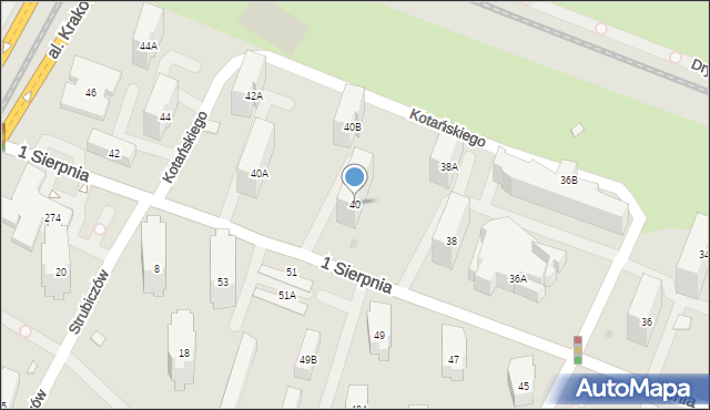 Warszawa, 1 Sierpnia, 40, mapa Warszawy