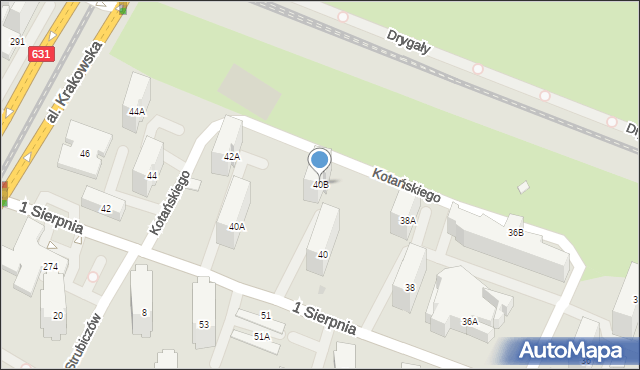 Warszawa, 1 Sierpnia, 40B, mapa Warszawy