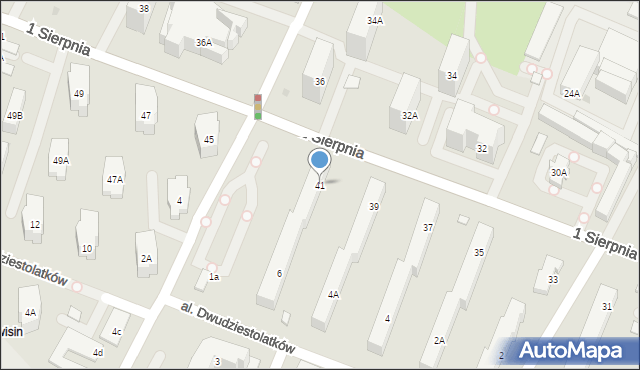 Warszawa, 1 Sierpnia, 41, mapa Warszawy