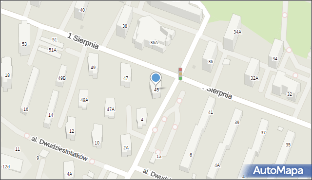 Warszawa, 1 Sierpnia, 45, mapa Warszawy