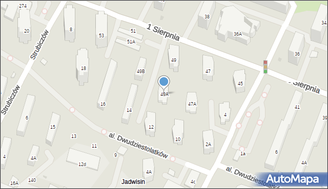 Warszawa, 1 Sierpnia, 49A, mapa Warszawy