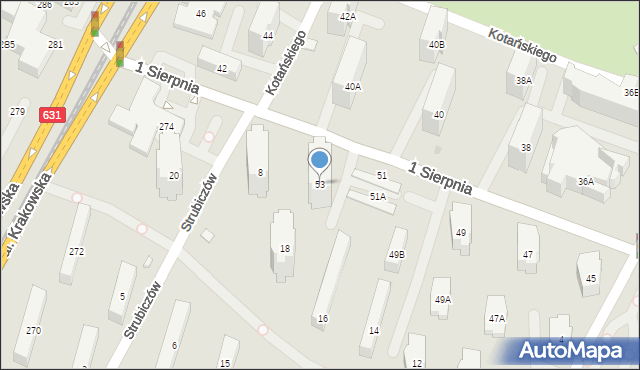 Warszawa, 1 Sierpnia, 53, mapa Warszawy