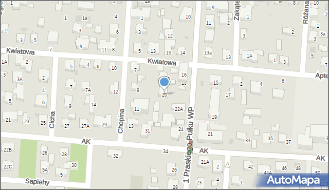 Warszawa, 1 Praskiego Pułku Wojska Polskiego, 20, mapa Warszawy