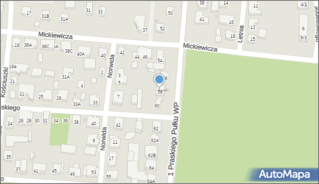 Warszawa, 1 Praskiego Pułku Wojska Polskiego, 58, mapa Warszawy