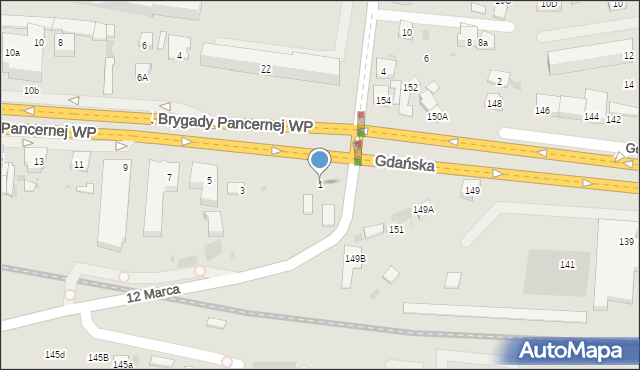 Wejherowo, 1 Brygady Pancernej Wojska Polskiego, 1, mapa Wejherowo