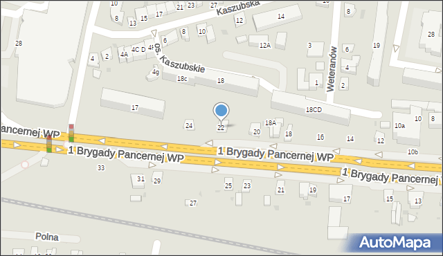 Wejherowo, 1 Brygady Pancernej Wojska Polskiego, 22, mapa Wejherowo