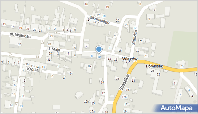 Wiązów, 1 Maja, 10, mapa Wiązów