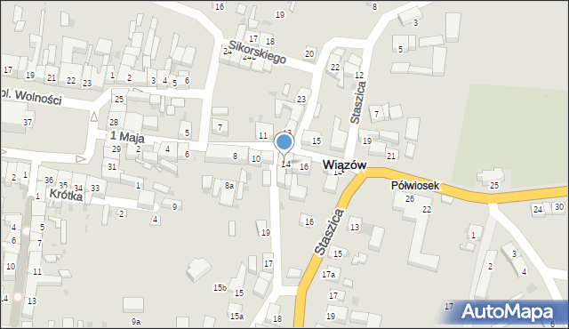Wiązów, 1 Maja, 14, mapa Wiązów