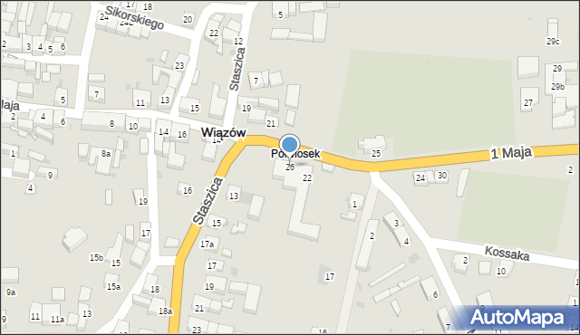 Wiązów, 1 Maja, 26, mapa Wiązów