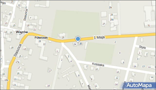 Wiązów, 1 Maja, 28, mapa Wiązów