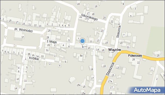 Wiązów, 1 Maja, 8, mapa Wiązów