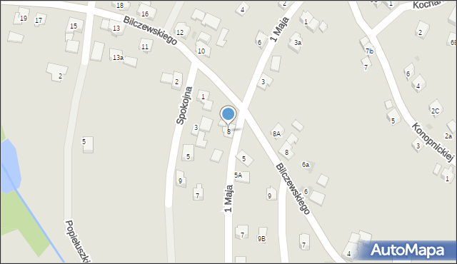 Wilamowice, 1 Maja, 8, mapa Wilamowice