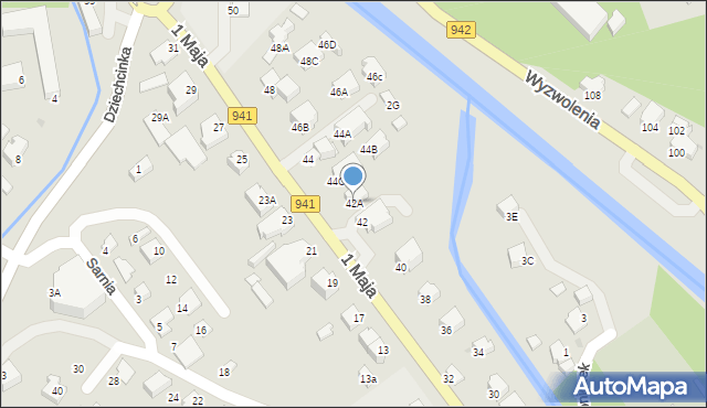 Wisła, 1 Maja, 42A, mapa Wisła