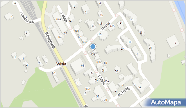Wisła, 1 Maja, 60c, mapa Wisła