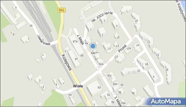 Wisła, 1 Maja, 64b, mapa Wisła
